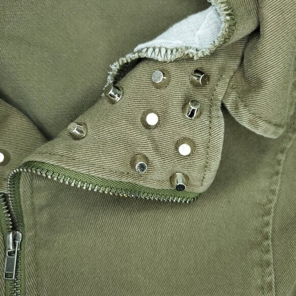 Disney D-Signed Jacket Girls Medium Army Green Studded Collar Full Zip Cropped - Picture 2 of 9